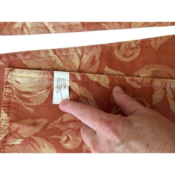 Vintage Fall Leaves Damask Muted Rust Gold Fabric Placemat Set of 4 India 20x 14 - Picture 5 of 6